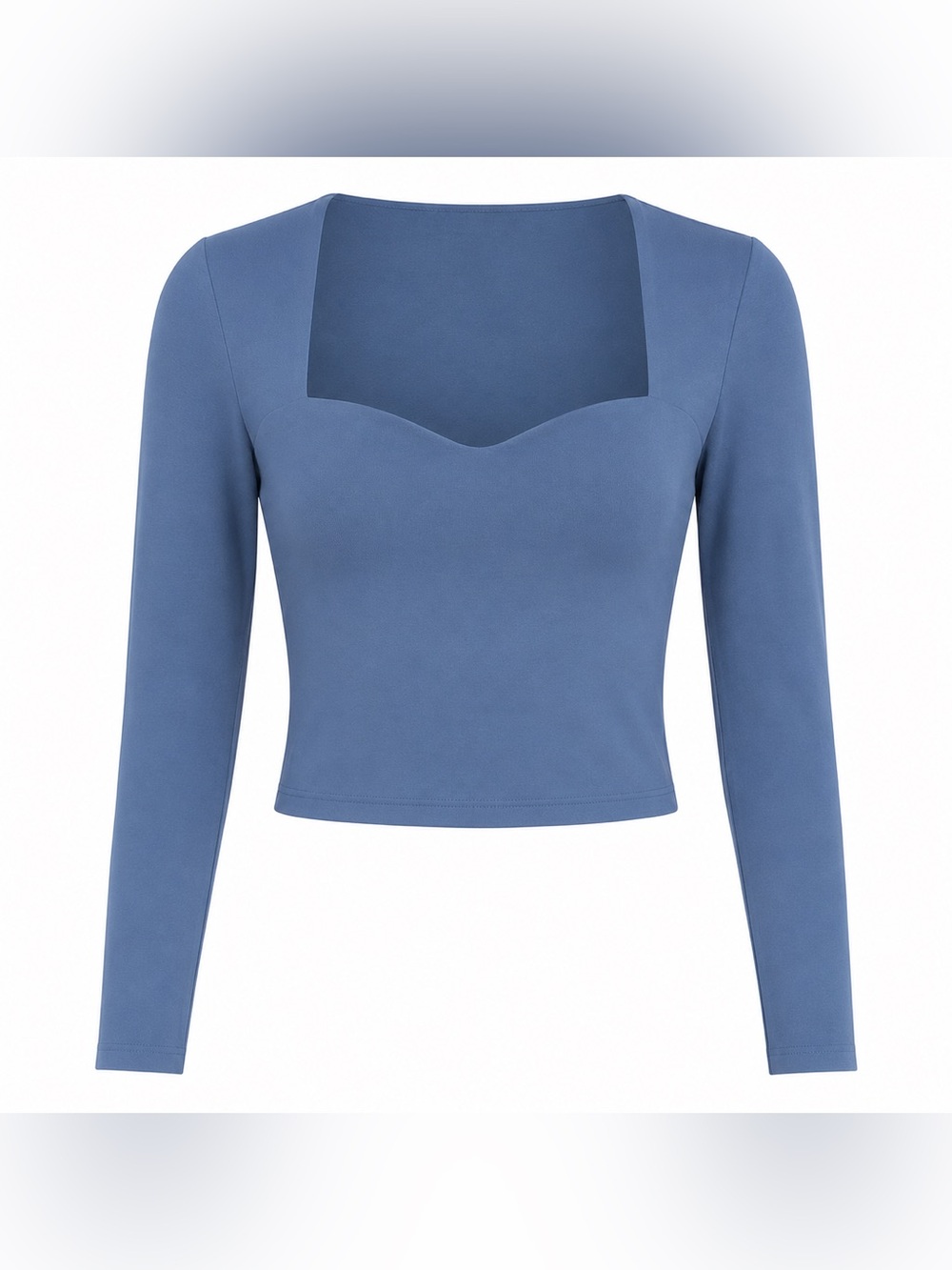 Abercrombie & Fitch Blue Sweetheart Square Neck Long Sleeve Crop Top Size M